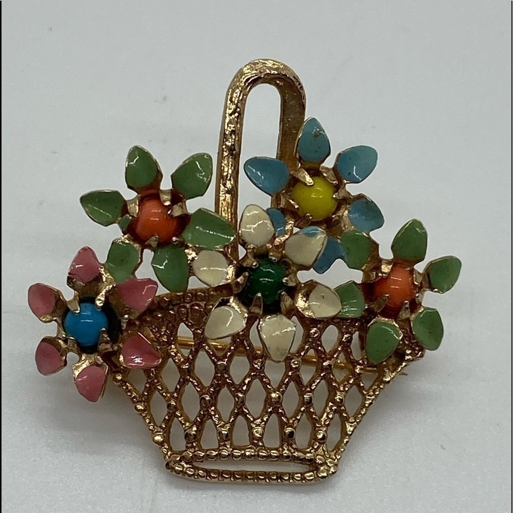 Vintage Enameled Filigree Brooch - Picture 3 of 3